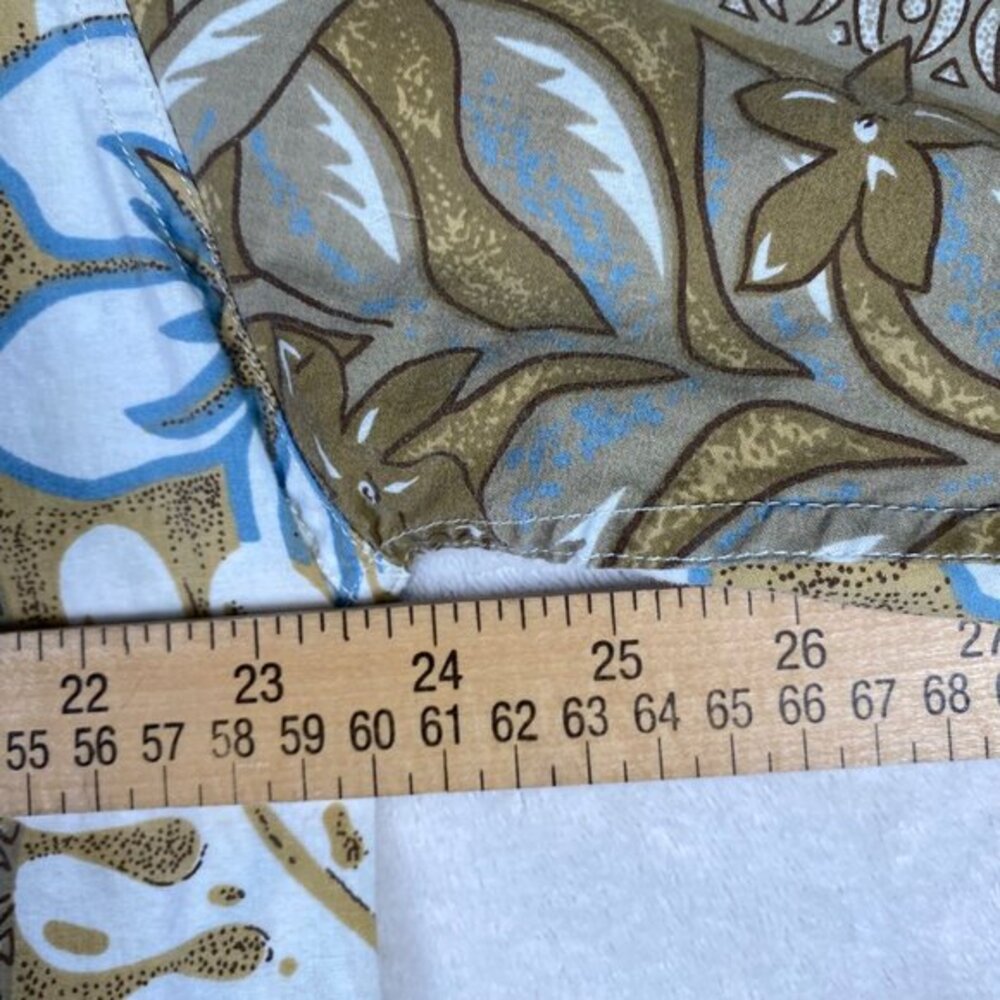 Malibu Dreams Mens Hawaiian Shirt L Cotton Floral Olive/Blue Short Sleeve - Picture 6 of 8